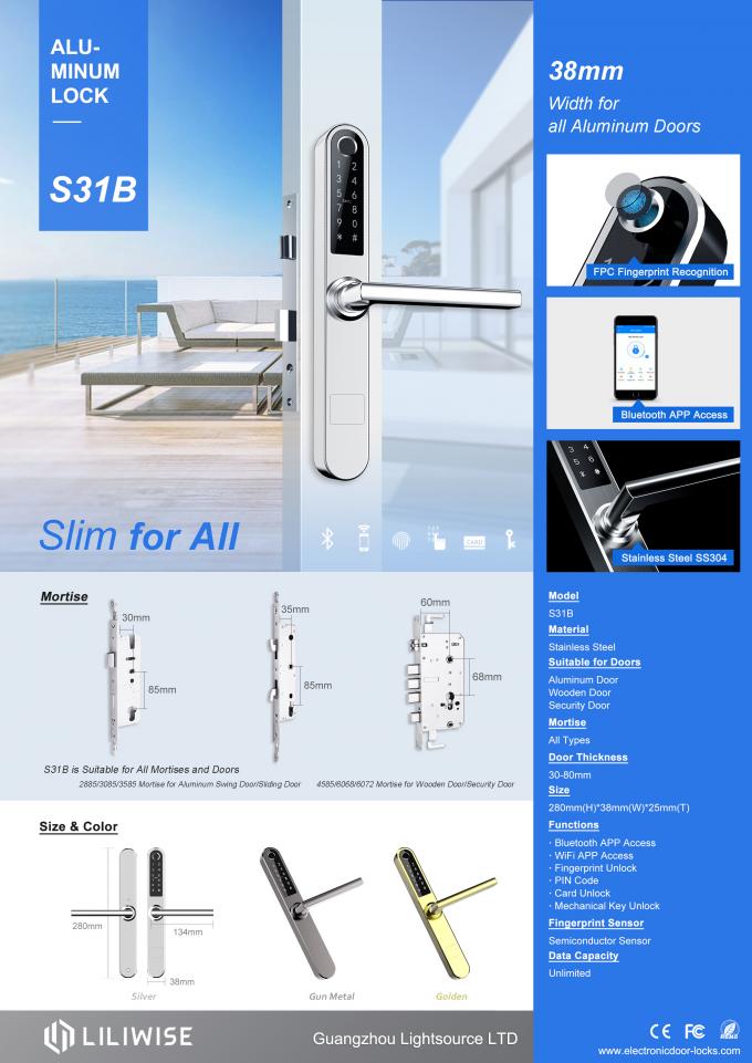 Edelstahl-intelligentes Fingerabdruck-Türschloss dünne Fernbedienung Wifi Bluetooth 3