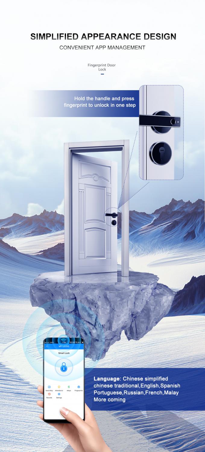 Wohnsitz-Fingerabdruck-Türschloss-/unterschiedlicher Zylinder-WiFi Bluetooth intelligentes elektronisches Türschloss APP 2