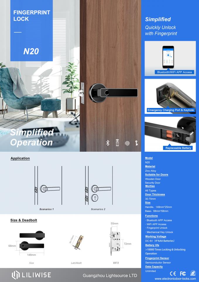 Fernsteuerungs-WiFi Fingerabdruck-elektronischer Türgriff-Hebel-Verschluss Sicherheitsschloss-drahtloser Bluetooths 1
