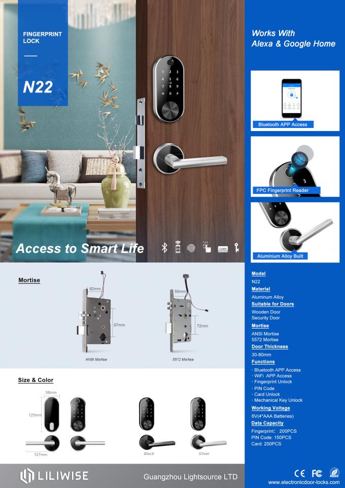 Bluetooth-Türschloss drahtloser Wifi-Steuer-Digital-Fingerabdruck-aufgeteilte elektronische Aluminiumlegierung 1