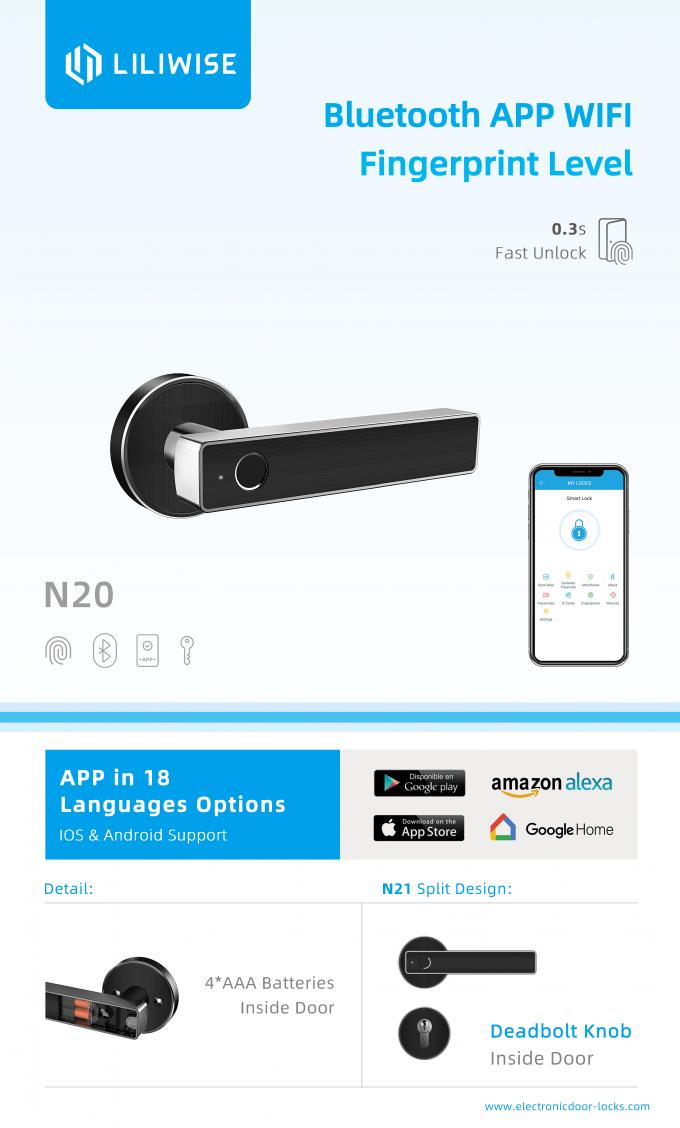 Biometrisches Fingerabdruck-Türschloss-WiFi Bluetooth Liliwise hohe Sicherheit APP 2