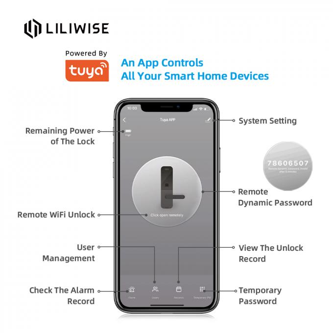 App-Bluetooth-Türschloss-biometrischer Fingerabdruck-Türgriff-Digital Tuya WiFi Keyless intelligentes Türschloss 1