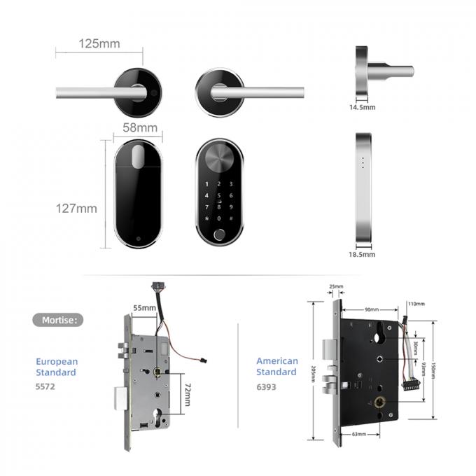 Europäischer Standard-Code-Türschloss-aufgeteilter biometrischer Fingerabdruck drahtloses modernes Haupt-Bluetooth 1
