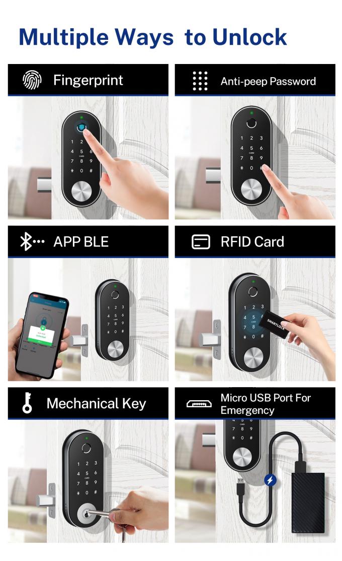 Sicherheit App-WiFi-Fingerabdruck-Verschluss Selbstdeadbolt-Smart-Verschluss 5