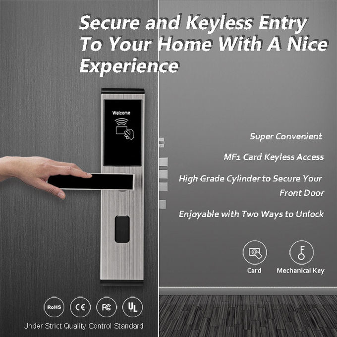 Edelstahl-Keyless Zugangs-Verschlüsse, Karten-Hotelzimmer-Türschlösser Digital RFID 0