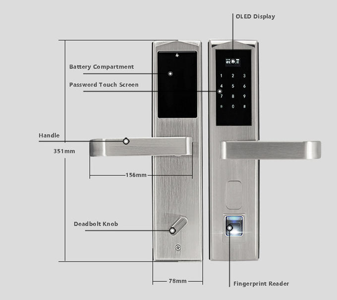 Edelstahl-biometrische elektronische Türschlösser mit dynamischem Passwort APP 2