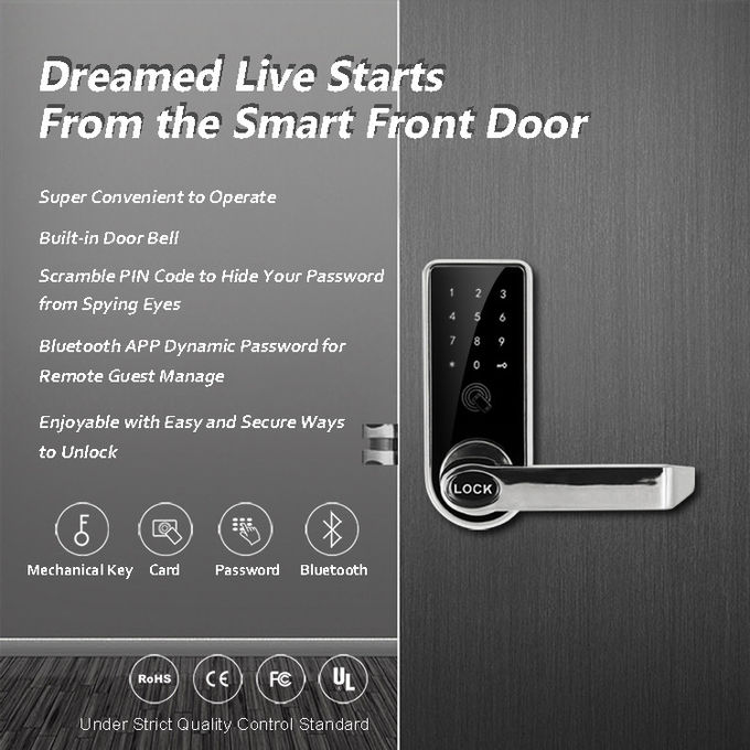Fingerabdruck-Karten-Bluetooth-Türschloss-Leichtgewichtler 168mm * 68mm für Häuser 0