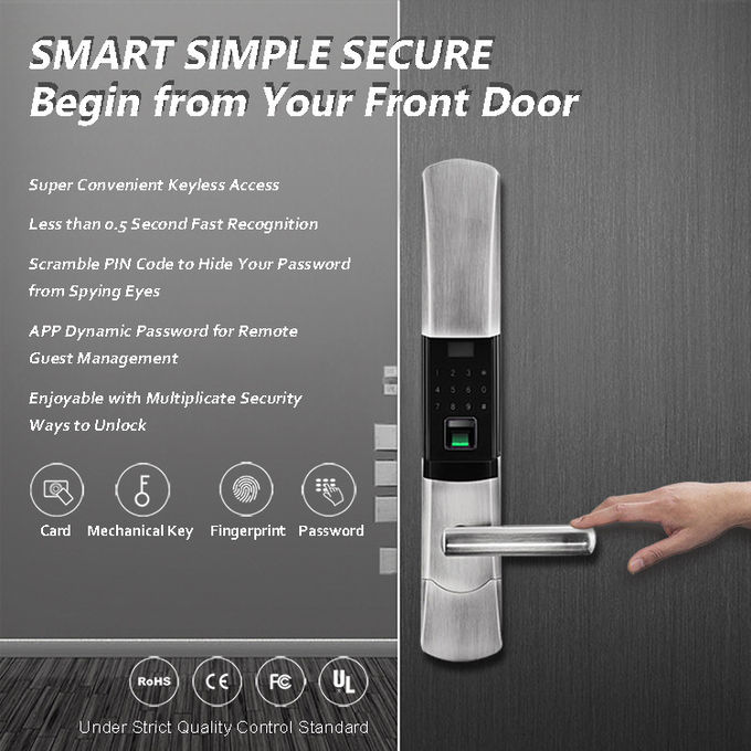 Schieben Abdeckungs-elektronisches Türschloss-Fingerabdruck-Passwort-intelligenten Digital-Deadbolt 0