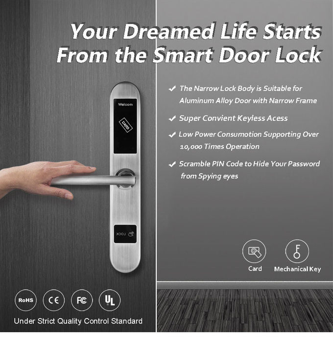 Gleitender Türschloss-Smart Card-Aluminiumschlüssel entriegeln 20% | 90% Arbeitsfeuchtigkeit 0