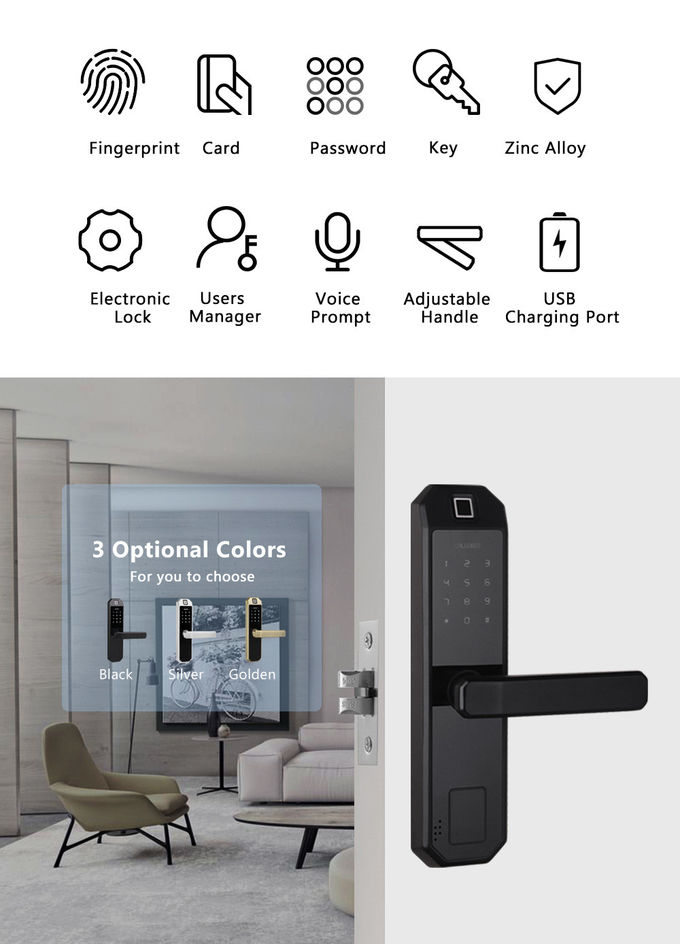 Elektrisches Hotel-Fingerabdruck-Türschloss mit Noten-Passwort-Schirm 1