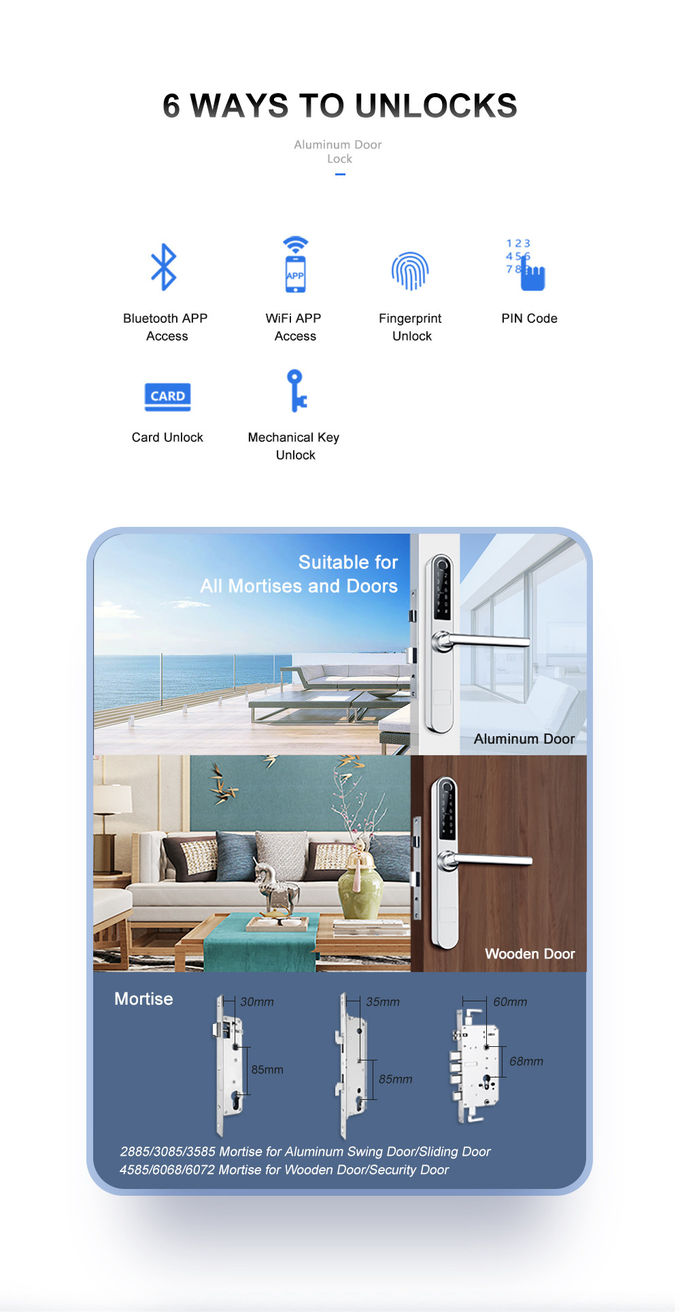 Vollfunktionsfernbedienungs-Türschloss Edelstahl-Code-Türschloss-WiFis Bluetooth 0