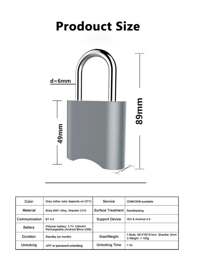 Intelligentes Sicherheits-Code-Türschloss-/Digital-Passwort-Knopf-Bluetooth-Steuermultifunktionsvorhängeschloß 2