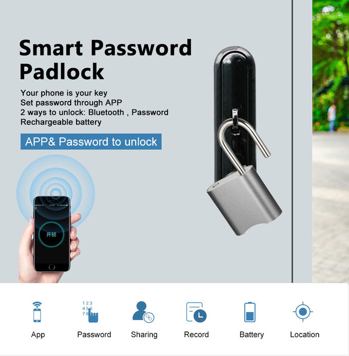 Intelligentes Sicherheits-Code-Türschloss-/Digital-Passwort-Knopf-Bluetooth-Steuermultifunktionsvorhängeschloß 0