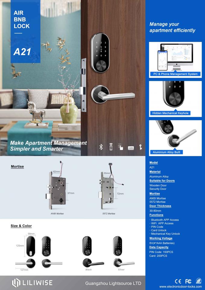 Zugangs-aufgeteiltes Antidiebstahl-Digital-Passwort-Türschloss Wohnungs-Türschloss-WiFis Bluetooth für Airbnb 0