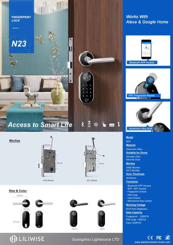 Elektronisches Türschloss-Aluminiumlegierungs-biometrisches Bluetooth-Türschloss 0
