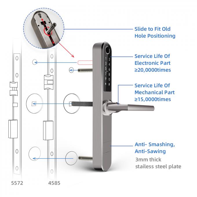 Intelligentes Fingerabdruck-Türschloss für Aluminium/Holztür 3