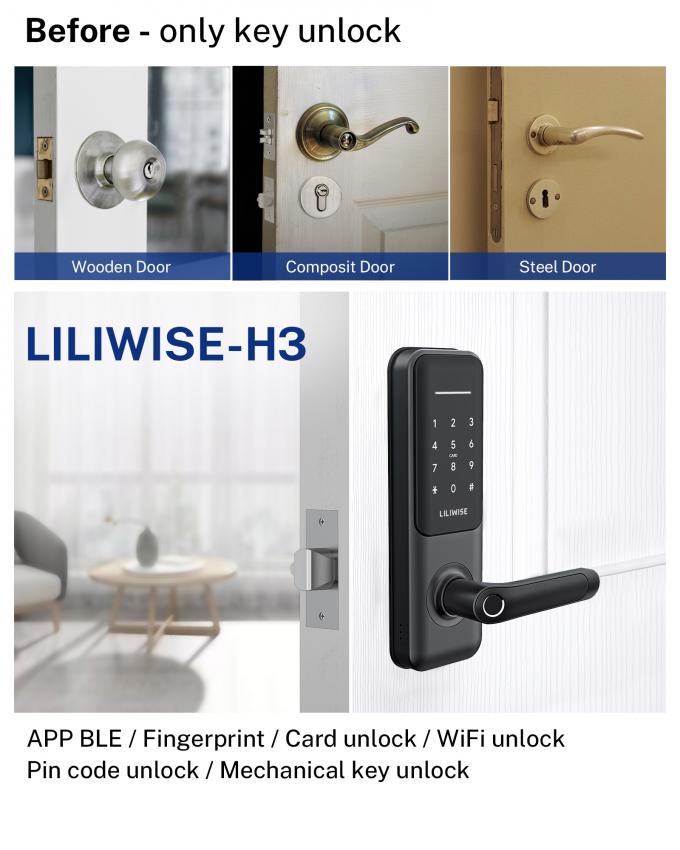 Verschluss hohe Sicherheits-Fingerabdruck Ttlock intelligentes intelligentes Türschloss Tuya WIFI BLE Digital 1