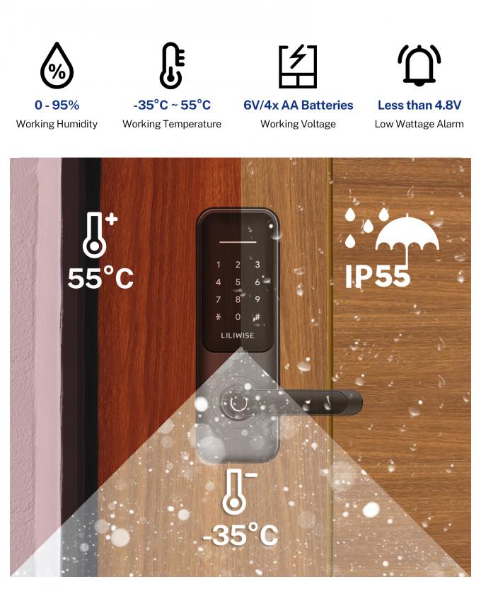 Verschluss hohe Sicherheits-Fingerabdruck Ttlock intelligentes intelligentes Türschloss Tuya WIFI BLE Digital 2