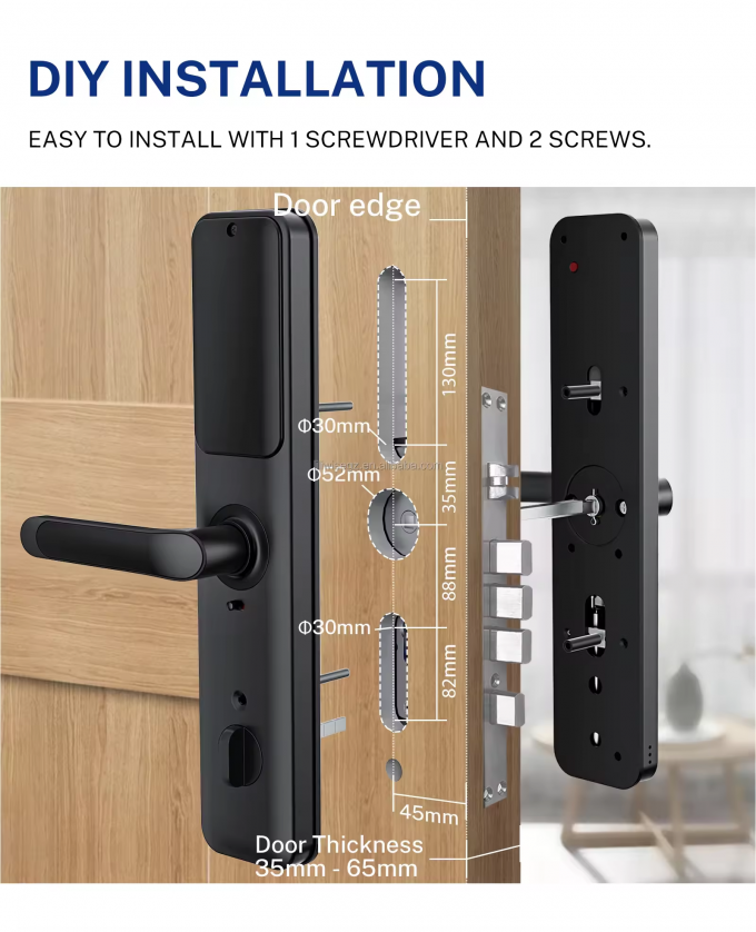 Smart Door Lock mit Fingerabdruck, WiFi und Bluetooth f&uuml;r Holz- und Stahlt&uuml;ren 1