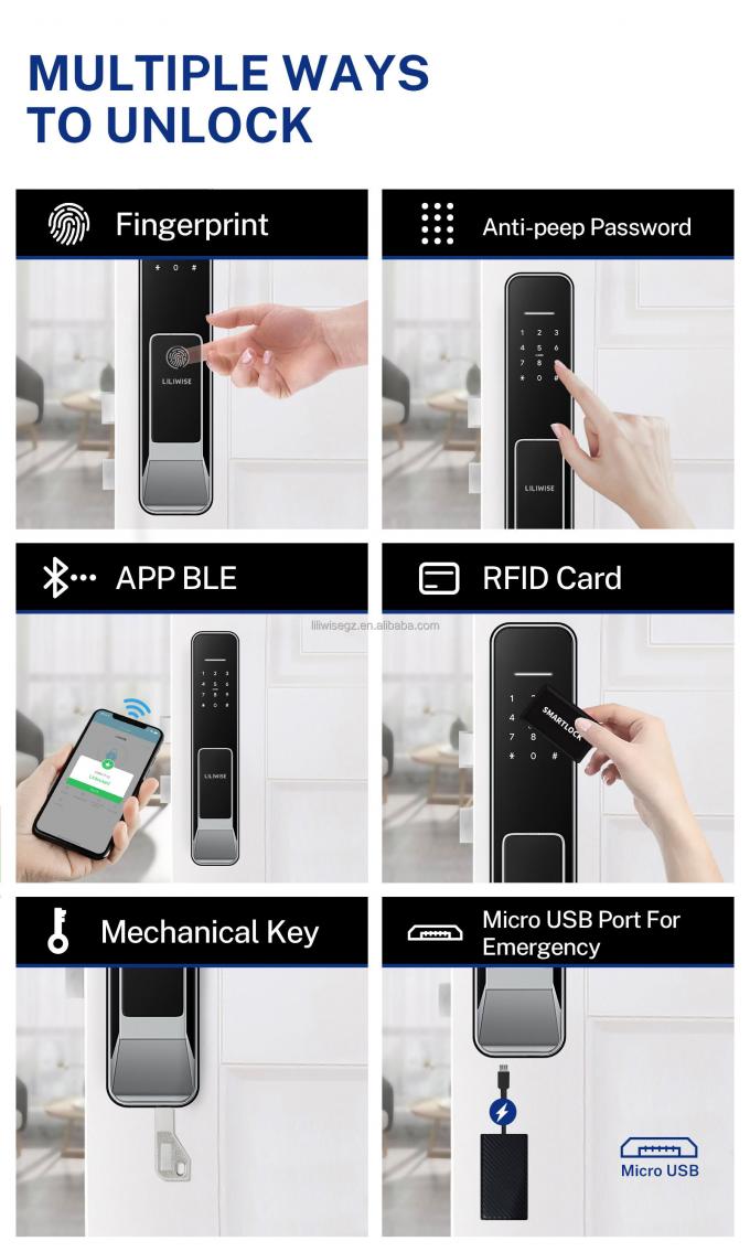 Liliwise Neues Design Voll-Automatisches Schloss Digitales elektronisches Fingerabdruckschloss Tuya APP TTlock Smart Door Lock 18
