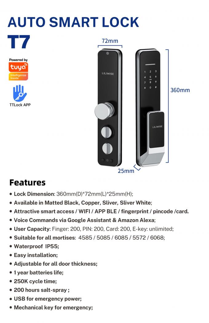 Liliwise Security Digital Doorbell Tuya Wifi Smart Fingerprint Lock Gesichtserkennung Kamera Türschloss Steuerung De Accesos 26