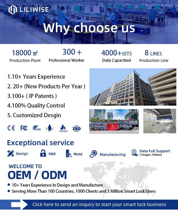 Liliwise Automatisches Elektro-Smart-Türschloss Wasserdichtes Fingerabdruck-Für Outdoor Schlüsselloses Ttlock Tuya Smart Lock mit WLAN 0