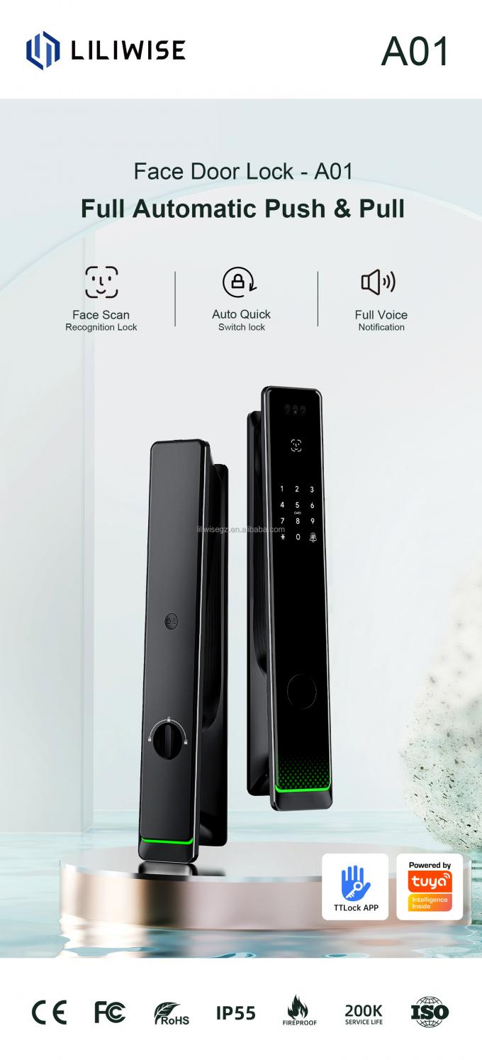 Liliwise Tuya Wohnsicherheit Eingangst&uuml;rschloss Au&szlig;en digitale Fingerabdr&uuml;cke Wasserdichte Sicherheit Gesichtserkennung Smart Lock 2