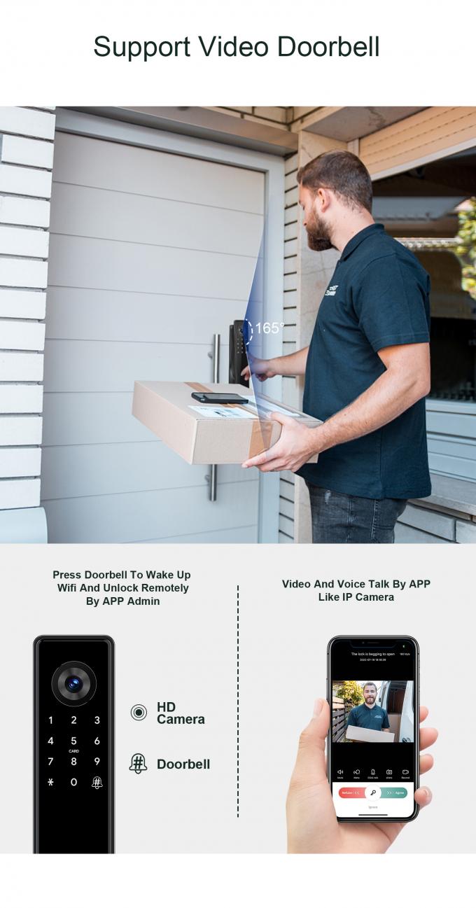 Liliwise Tuya Ttlock Automatisches Biometrisches Schloss RFID Karte WLAN App Ble Fingerabdruck Smart Door Lock mit Kamera 10