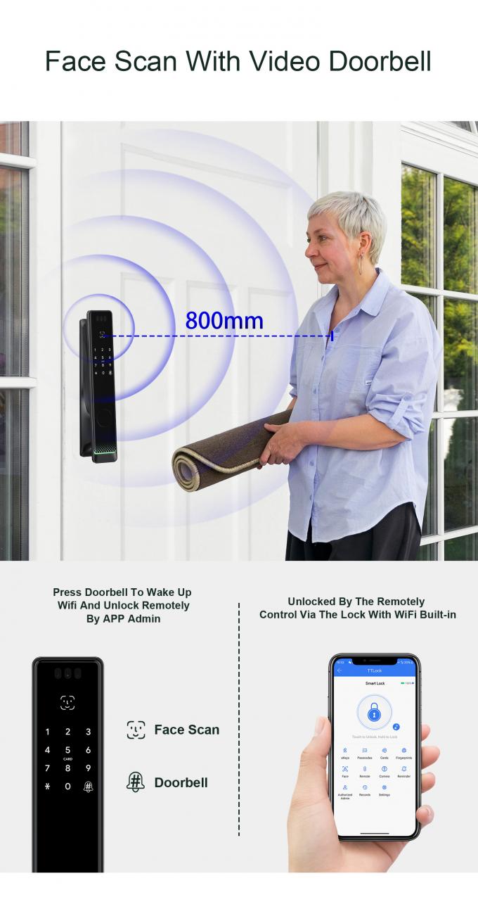 Liliwise Security Tuya Wifi Cerradura Intelligente Elektronische Smart-Schl&ouml;sser Fingerabdr&uuml;cke Schl&uuml;ssellose Ttlock Digitale T&uuml;r Smart Lock 10