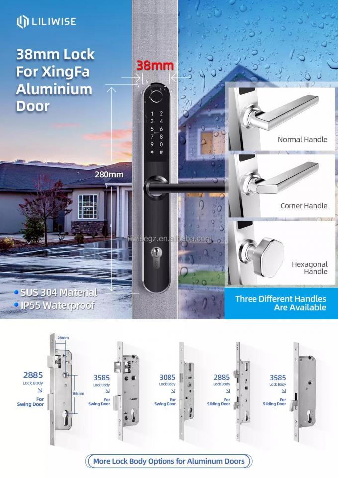 Liliwise Security Elektronische Fingerabdr&uuml;cke Smart Digital Door Lock Au&szlig;enverwendung Slim Aluminium Fingerabdr&uuml;cke T&uuml;rschloss mit APP 2
