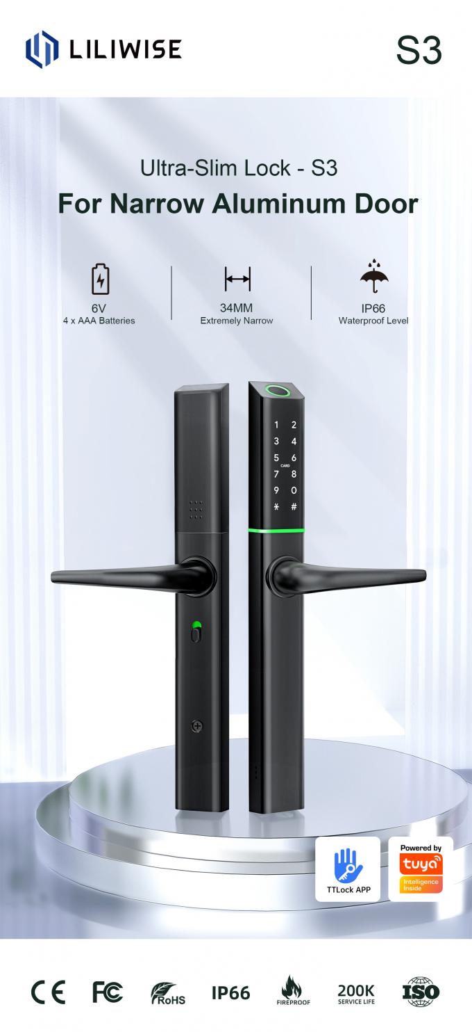 Liliwise Custom Wasserdicht Aluminium Elektronische Au&szlig;enschloss Tuya Ttlock Matter Smart Schl&ouml;sser Schl&uuml;ssellos Slim Smart T&uuml;rschloss 2