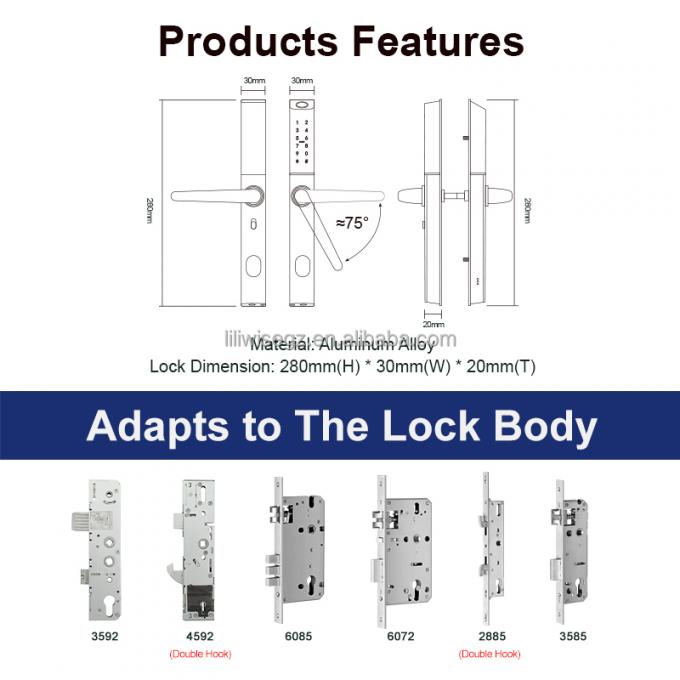 Liliwise Custom Wasserdicht Aluminium Elektronische Au&szlig;enschloss Tuya Ttlock Matter Smart Schl&ouml;sser Schl&uuml;ssellos Slim Smart T&uuml;rschloss 12