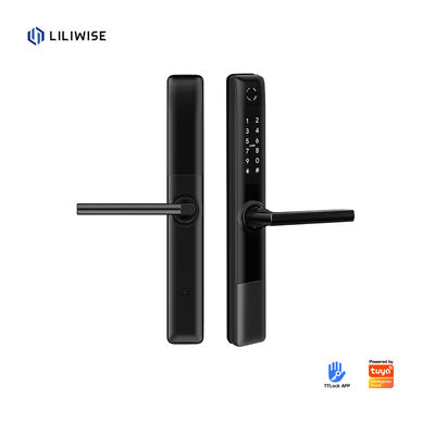 Liliwise Wasserdicht Tuya APP WiFi BLE Fingerabdruck Smart Lock Slim Türschloss für schmales Profil Aluminium Türen Holztür