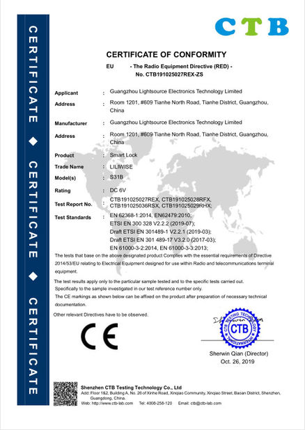 China Guangzhou Light Source Electronics Technology Limited Zertifizierungen