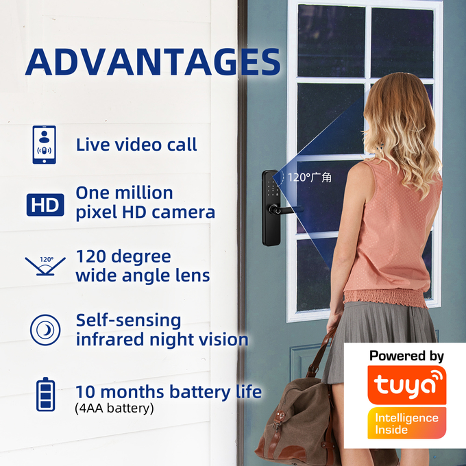 Verschluss-Smart Home-Videotürklingel-Türschloss Tuya APP Bluetooth 1