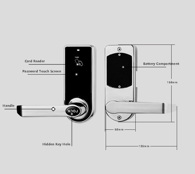 Intelligente Schlüsselkarten-Türschloss-Touch Screen Tastatur Morden 168 * 68 * 25 Millimeter für Wohnung 2