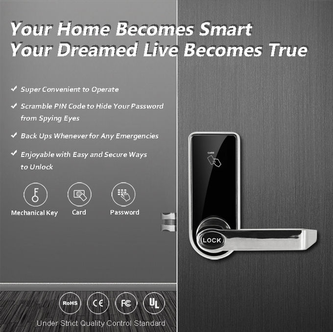 Intelligente Schlüsselkarten-Türschloss-Touch Screen Tastatur Morden 168 * 68 * 25 Millimeter für Wohnung 1
