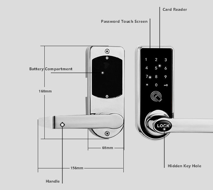 Passwort und Bluetooth-Türschloss-Edelstahl-Struktur für Büro 2