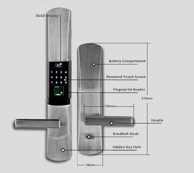 Schieben von elektronischen Eingangs-Türschlössern, elektronisches Schlafzimmer-Türschloss mit Fngerprint-Sensor 2