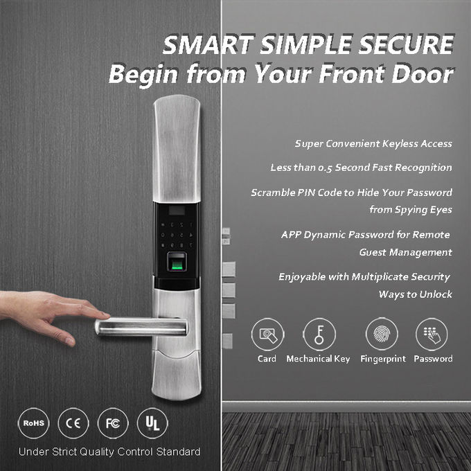Schieben von elektronischen Eingangs-Türschlössern, elektronisches Schlafzimmer-Türschloss mit Fngerprint-Sensor 0