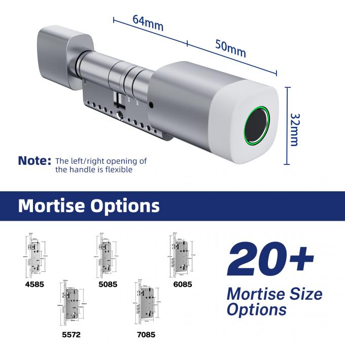 Liliwise Fingerabdruck RFID-Karte Wasserdichtes T&uuml;rschloss Verstellbares WiFi BLE Tuya Ttlock Smart Zylinderschloss zum Ersetzen alter mechanischer 4