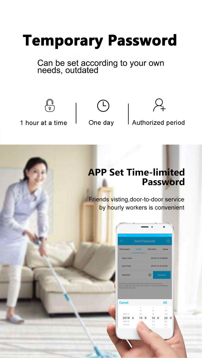 Schwarze Deadbolt-Code-Türschloss Airbnb WiFi Bluetooth APP handhaben System 1